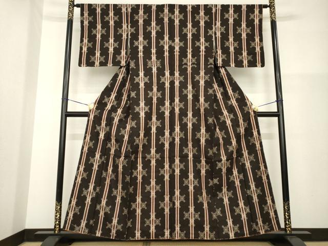 平和屋着物●上質な紬　縞　正絹　逸品　未使用　AABG6950ck