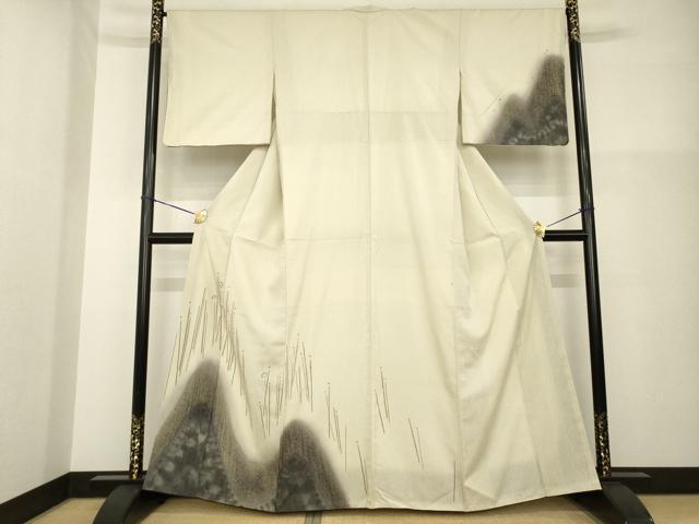 平和屋着物●訪問着　紬地　遠山文　暈し染め　正絹　逸品　AABG6953ck