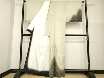 平和屋着物●訪問着　紬地　遠山文　暈し染め　正絹　逸品　AABG6953ck