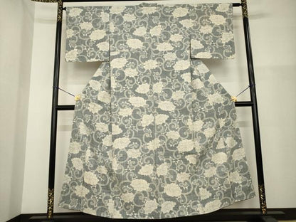 平和屋着物●上質な紬　花唐草文　正絹　逸品　AABG6956ck