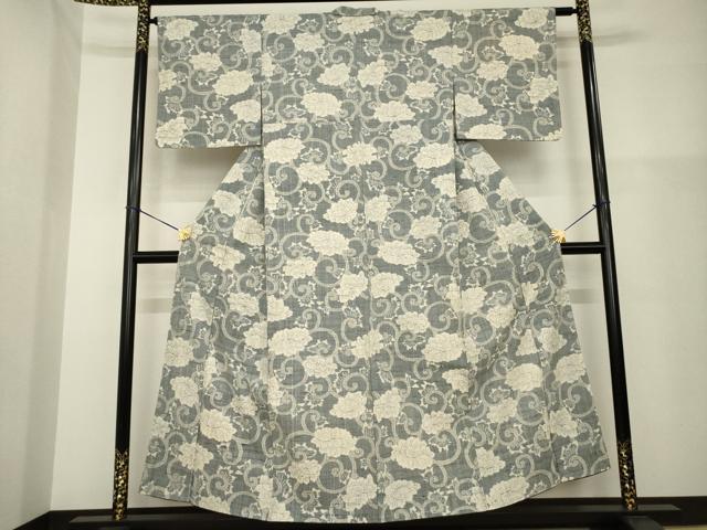 平和屋着物●上質な紬　花唐草文　正絹　逸品　AABG6956ck