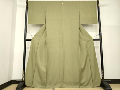 平和屋着物●上質な色無地　油色　正絹　逸品　AABG6958ck