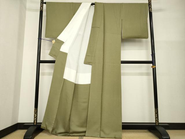 平和屋着物●上質な色無地　油色　正絹　逸品　AABG6958ck