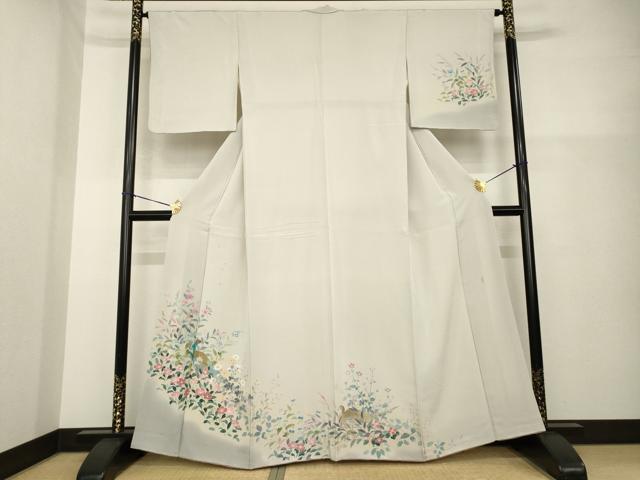 平和屋着物●訪問着　友禅　作家物　花鳥文　暈し染め　正絹　逸品　AABG6962ck