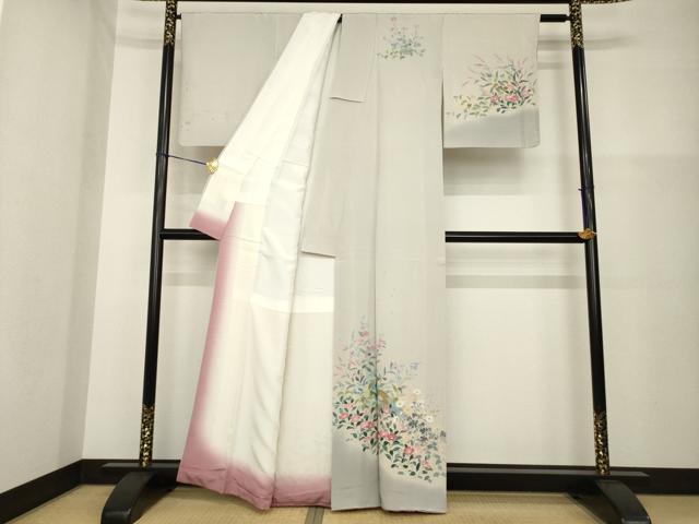 平和屋着物●訪問着　友禅　作家物　花鳥文　暈し染め　正絹　逸品　AABG6962ck