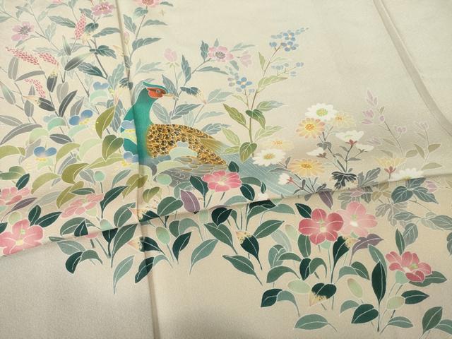 平和屋着物●訪問着　友禅　作家物　花鳥文　暈し染め　正絹　逸品　AABG6962ck