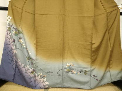 平和屋着物●染色作家　津室朱光　訪問着　枝つぼみ　暈し染め　正絹　逸品　AABG6963ck