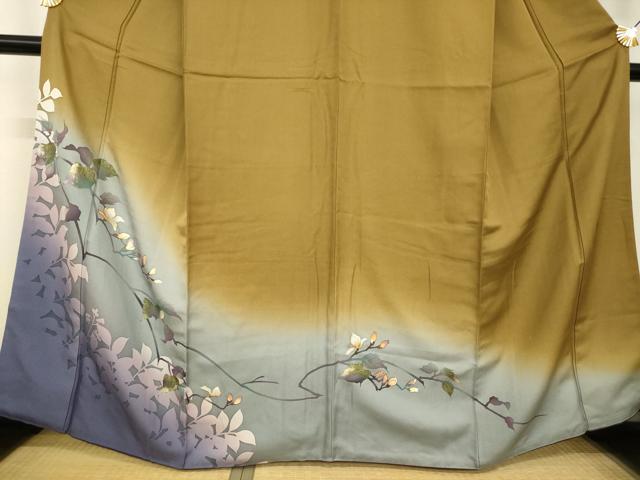平和屋着物●染色作家　津室朱光　訪問着　枝つぼみ　暈し染め　正絹　逸品　AABG6963ck