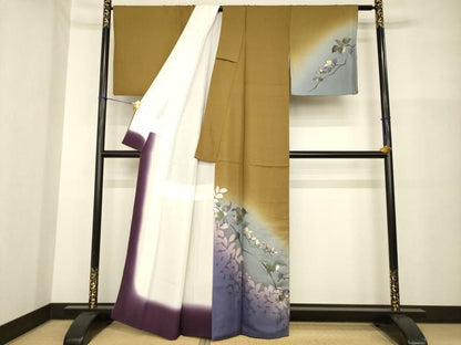 平和屋着物●染色作家　津室朱光　訪問着　枝つぼみ　暈し染め　正絹　逸品　AABG6963ck