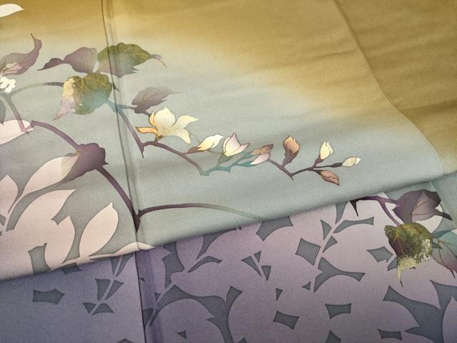 平和屋着物●染色作家　津室朱光　訪問着　枝つぼみ　暈し染め　正絹　逸品　AABG6963ck