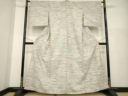 平和屋着物▽上質な紬　単衣　霞文　正絹　逸品　AABG6969ck
