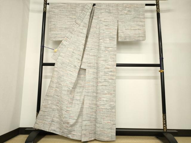 平和屋着物▽上質な紬　単衣　霞文　正絹　逸品　AABG6969ck