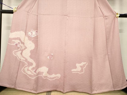 平和屋着物▽訪問着 単衣 絞り 刺繍 花文箱文 正絹 逸品 AABG6974ck
