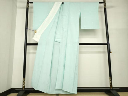 平和屋着物▽上質な色無地 単衣 錆青磁色 正絹 逸品 AABG6977ck