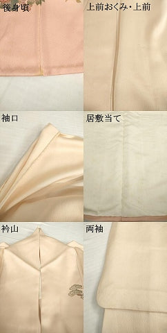 平和屋着物▽訪問着 単衣 駒刺繍 草花文 暈し染め 金彩 ロング丈 正絹 逸品 AABG6979ck