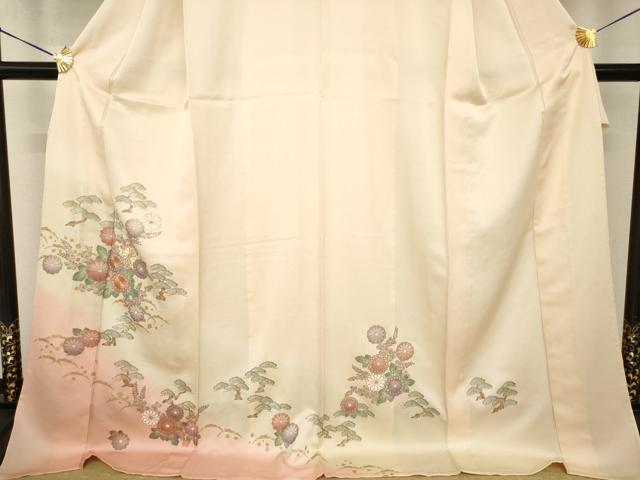 平和屋着物▽訪問着 単衣 駒刺繍 草花文 暈し染め 金彩 ロング丈 正絹 逸品 AABG6979ck