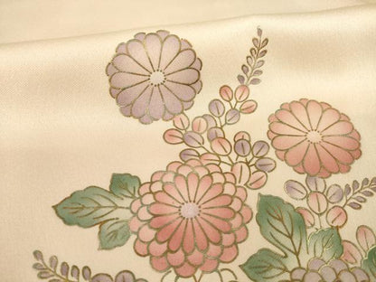 平和屋着物▽訪問着 単衣 駒刺繍 草花文 暈し染め 金彩 ロング丈 正絹 逸品 AABG6979ck