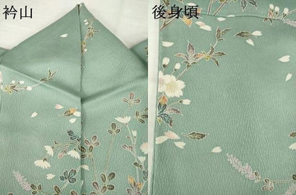 平和屋着物▽上質な小紋 単衣 枝花文 正絹 逸品 AABG6980ck
