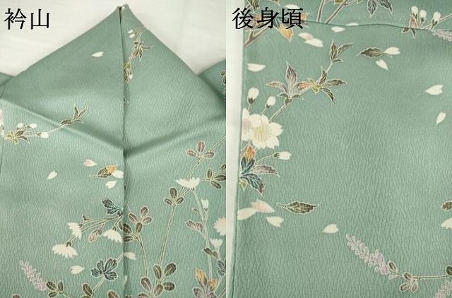 平和屋着物▽上質な小紋 単衣 枝花文 正絹 逸品 AABG6980ck