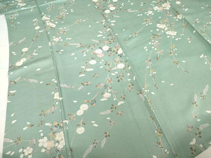 平和屋着物▽上質な小紋 単衣 枝花文 正絹 逸品 AABG6980ck