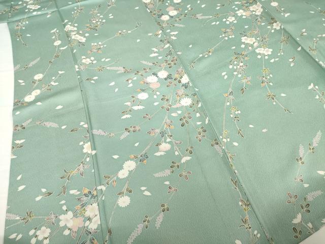 平和屋着物▽上質な小紋 単衣 枝花文 正絹 逸品 AABG6980ck