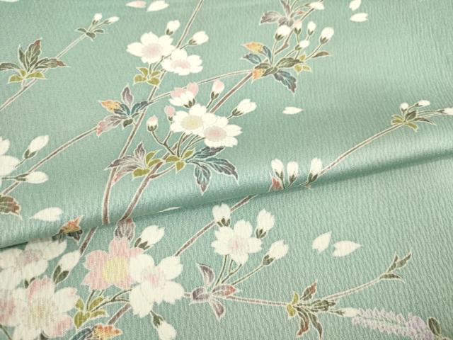 平和屋着物▽上質な小紋 単衣 枝花文 正絹 逸品 AABG6980ck