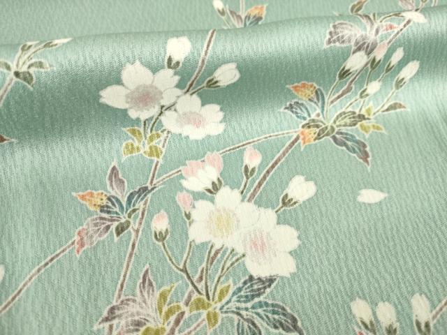 平和屋着物▽上質な小紋 単衣 枝花文 正絹 逸品 AABG6980ck