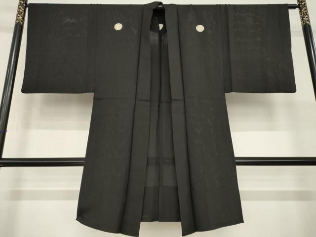 平和屋着物▽男性 スリーシーズン 春夏秋 塵除け 黒紋付 単衣 正絹 逸品 AABG6981ck