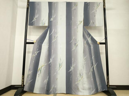 平和屋着物▽上質な小紋 単衣 幾何学間道 暈し染め 正絹 逸品 AABG6988ck