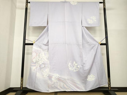 平和屋着物▽訪問着 単衣 流水花丸文 暈し染め 正絹 逸品 AABG6992ck