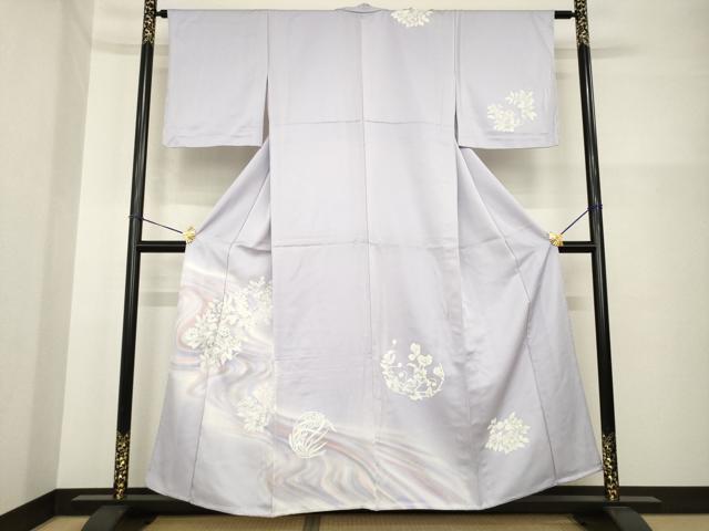 平和屋着物▽訪問着 単衣 流水花丸文 暈し染め 正絹 逸品 AABG6992ck