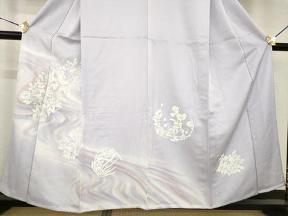 平和屋着物▽訪問着 単衣 流水花丸文 暈し染め 正絹 逸品 AABG6992ck