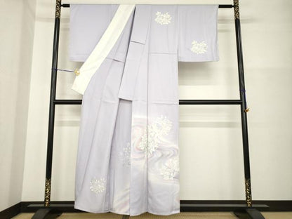 平和屋着物▽訪問着 単衣 流水花丸文 暈し染め 正絹 逸品 AABG6992ck