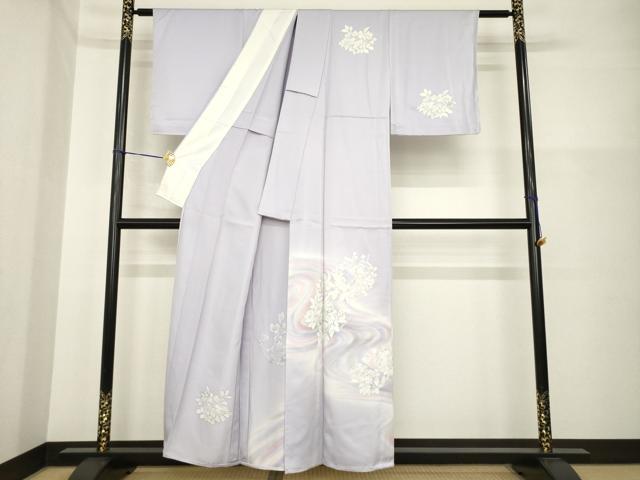 平和屋着物▽訪問着 単衣 流水花丸文 暈し染め 正絹 逸品 AABG6992ck