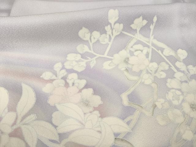 平和屋着物▽訪問着 単衣 流水花丸文 暈し染め 正絹 逸品 AABG6992ck
