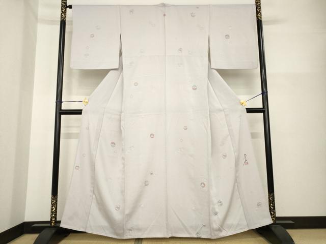 平和屋着物▽友禅作家の巨匠　浅井青仁　小紋　単衣　花丸文　正絹　逸品　AABG6993ck
