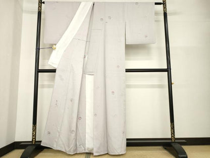 平和屋着物▽友禅作家の巨匠　浅井青仁　小紋　単衣　花丸文　正絹　逸品　AABG6993ck