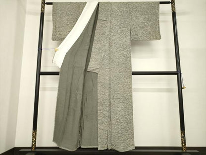 平和屋着物▽上質な小紋　単衣　敷松葉　正絹　逸品　AABG6995ck