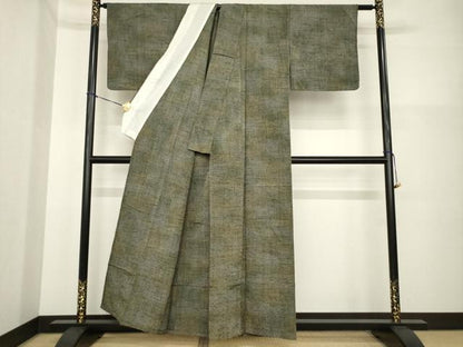 平和屋着物▽上質な紬 単衣 霞文 暈し染め 正絹 逸品 AABG6997ck