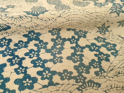 平和屋着物▽上質な小紋 単衣 型染め 地紙花文 鬼しぼ縮緬 正絹 逸品 AABG6998ck