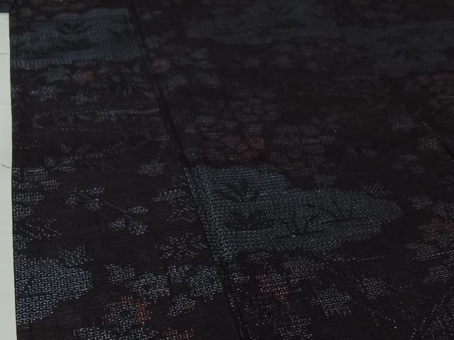 平和屋着物▽結城紬 単衣 流水花文 正絹 逸品 AABG7001jh