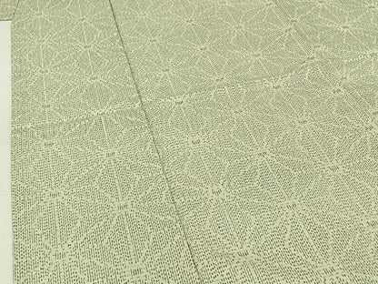 平和屋着物▽上質な紬　単衣　麻の葉文様　正絹　逸品　AABG7002jh