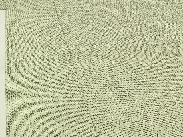 平和屋着物▽上質な紬　単衣　麻の葉文様　正絹　逸品　AABG7002jh