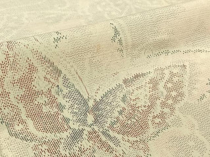 平和屋着物▽上質な紬 単衣 舞蝶文 正絹 逸品 AABG7003jh