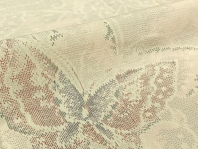 平和屋着物▽上質な紬 単衣 舞蝶文 正絹 逸品 AABG7003jh