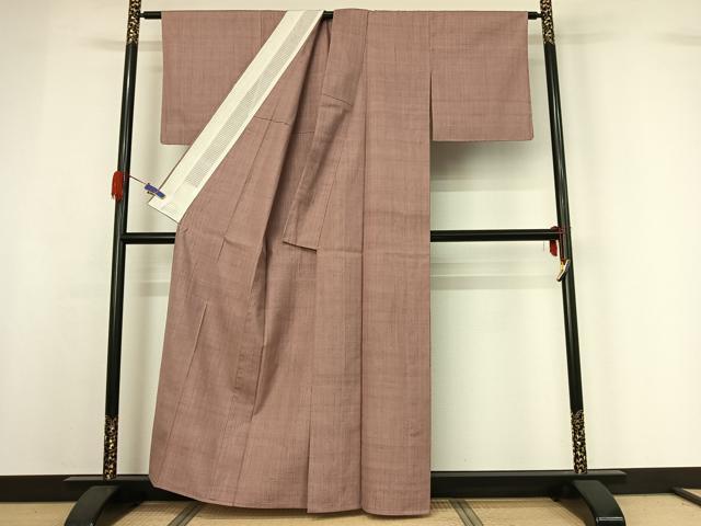 平和屋着物▽本場結城紬 重要無形文化財 単衣 霞文 正絹 逸品 AABG7004jh