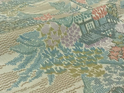 平和屋着物▽上質な紬 単衣 風景文 正絹 逸品 AABG7006jh