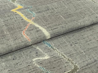 平和屋着物▽上質な紬 単衣 変わり縞 正絹 逸品 AABG7007jh