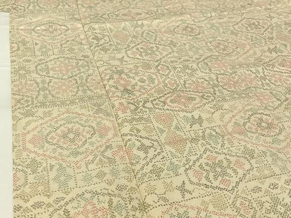 平和屋着物▽上質な紬 単衣 正倉院花文 正絹 逸品 AABG7008jh