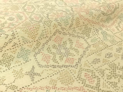 平和屋着物▽上質な紬 単衣 正倉院花文 正絹 逸品 AABG7008jh